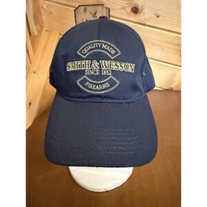 Smith & Wesson Firearms Strap Back Hat Navy Blue Adjustable Cap Inside Portrait
